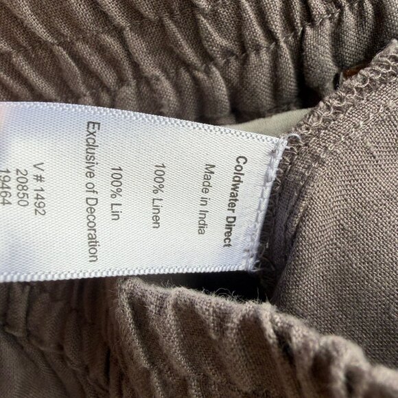 Coldwater Creek 100% Linen Embroidered Floral Elastic Waist Boho Pants Size M - Picture 4 of 8